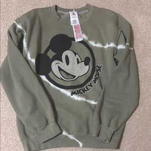 Disney Green Crewneck Sweater with Mickey Mouse Design